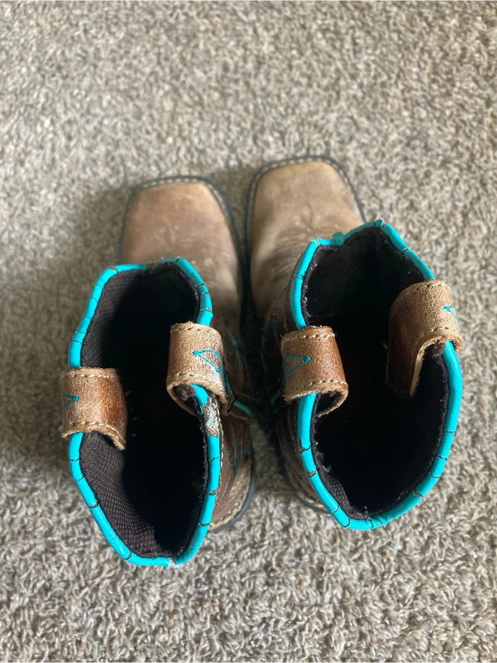 Girls Brown Leather Cowboy Boot Lot In Good And Play Condition